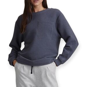 Varley Hewitt Ribbed Ottoman Knit Crewneck Sweatshirt in Slate Blue/Gray Medium